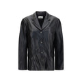 Magda Butrym Lambskin Leather Blazer — Black