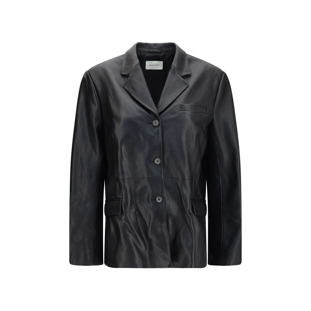 Magda Butrym Lambskin Leather Blazer — Black