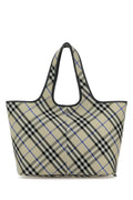 Burberry Tartan-Print Cotton Tote Bag — Beige