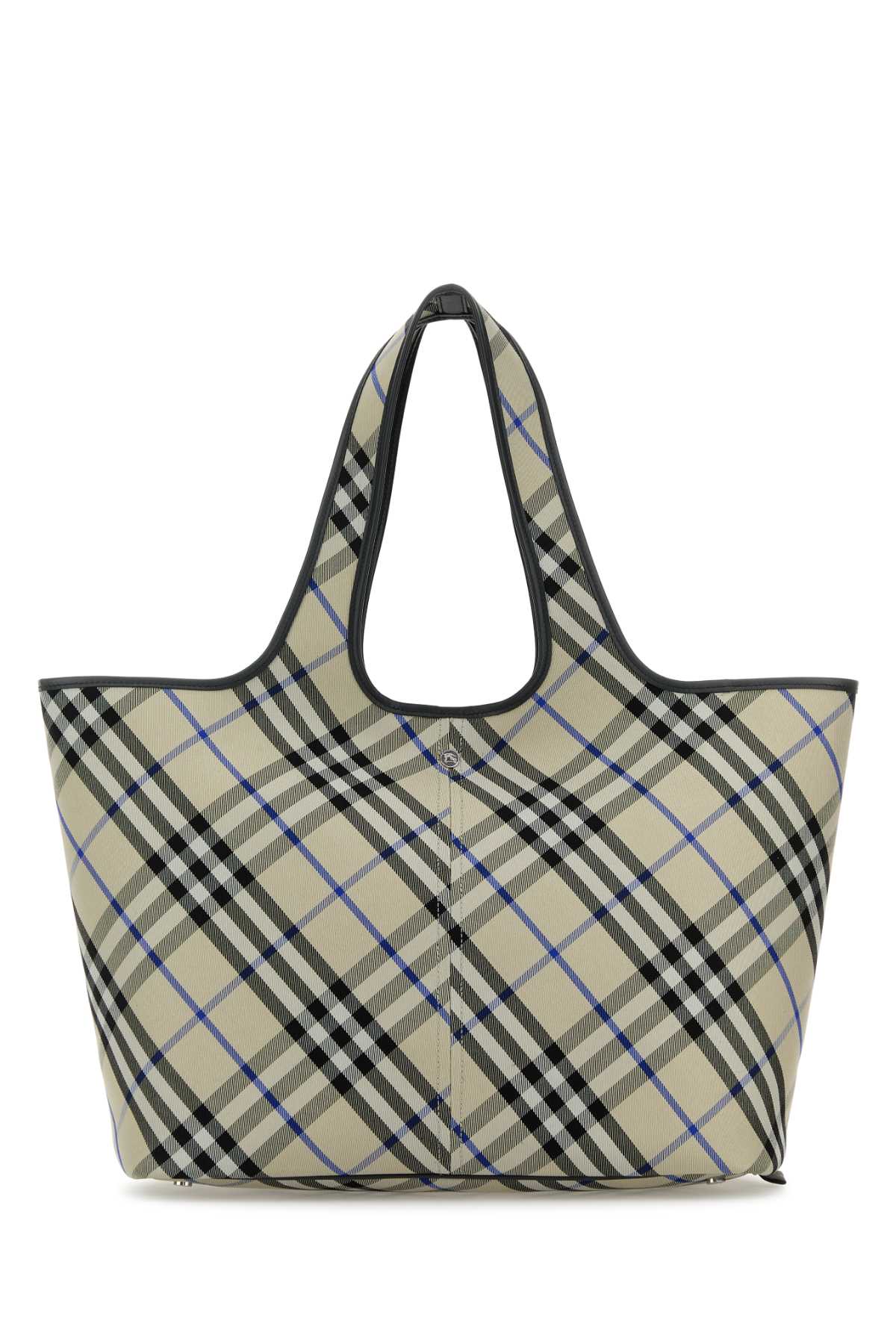 Burberry Tartan-Print Cotton Tote Bag — Beige