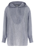 Brunello Cucinelli Linen-Silk Blend Hoodie — Blue