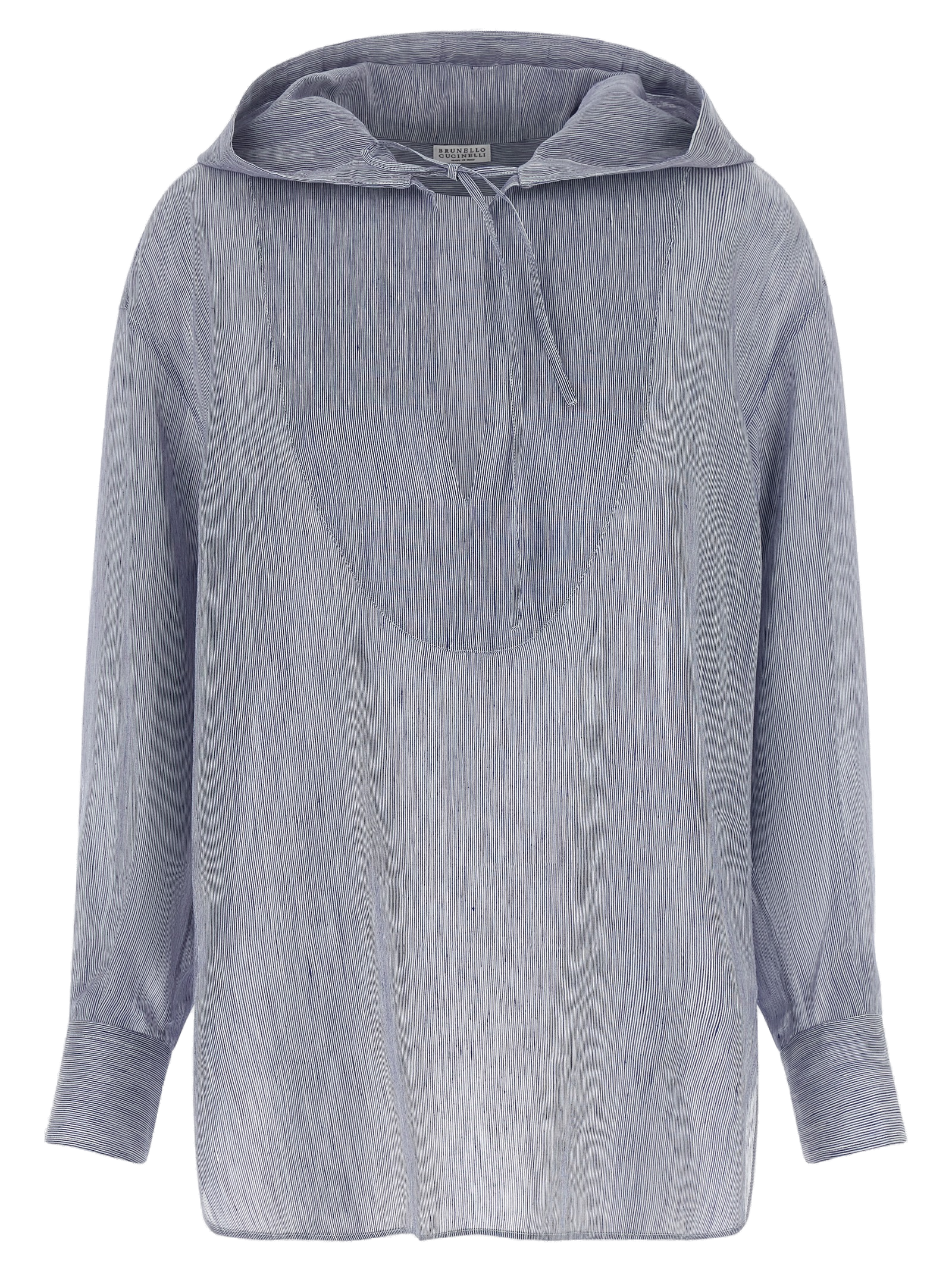 Brunello Cucinelli Linen-Silk Blend Hoodie — Blue
