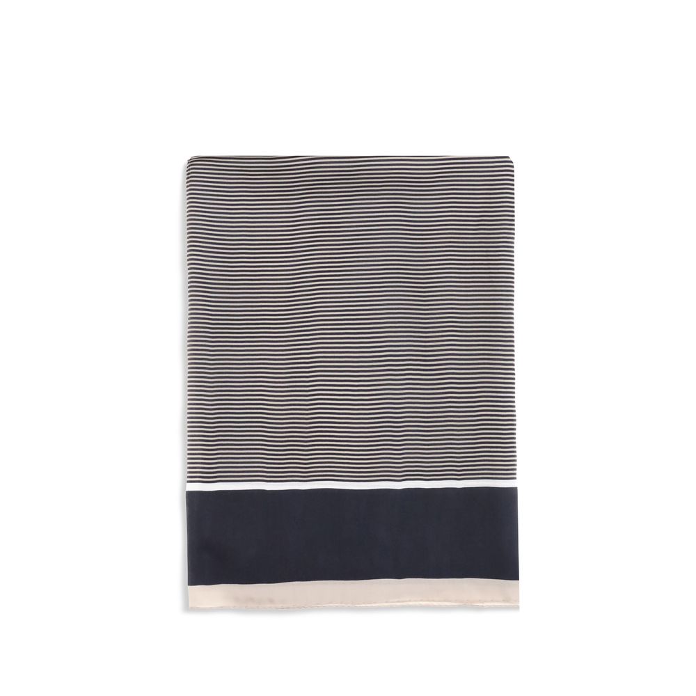 Saint Laurent Striped Silk Scarf — Blue