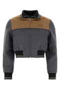 Miu Miu Virgin Wool Blend Color-Block Jacket — Multicolor