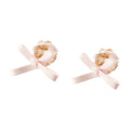 Simone Rocha Petite Bow Daisy Earrings — Pink