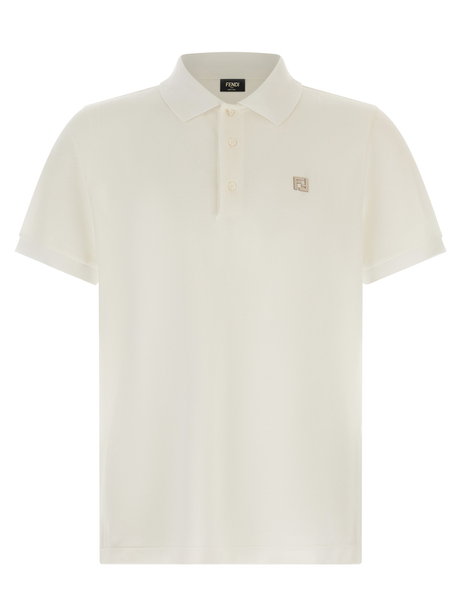 Fendi Logo-Embroidered Cotton Piqué Polo — White