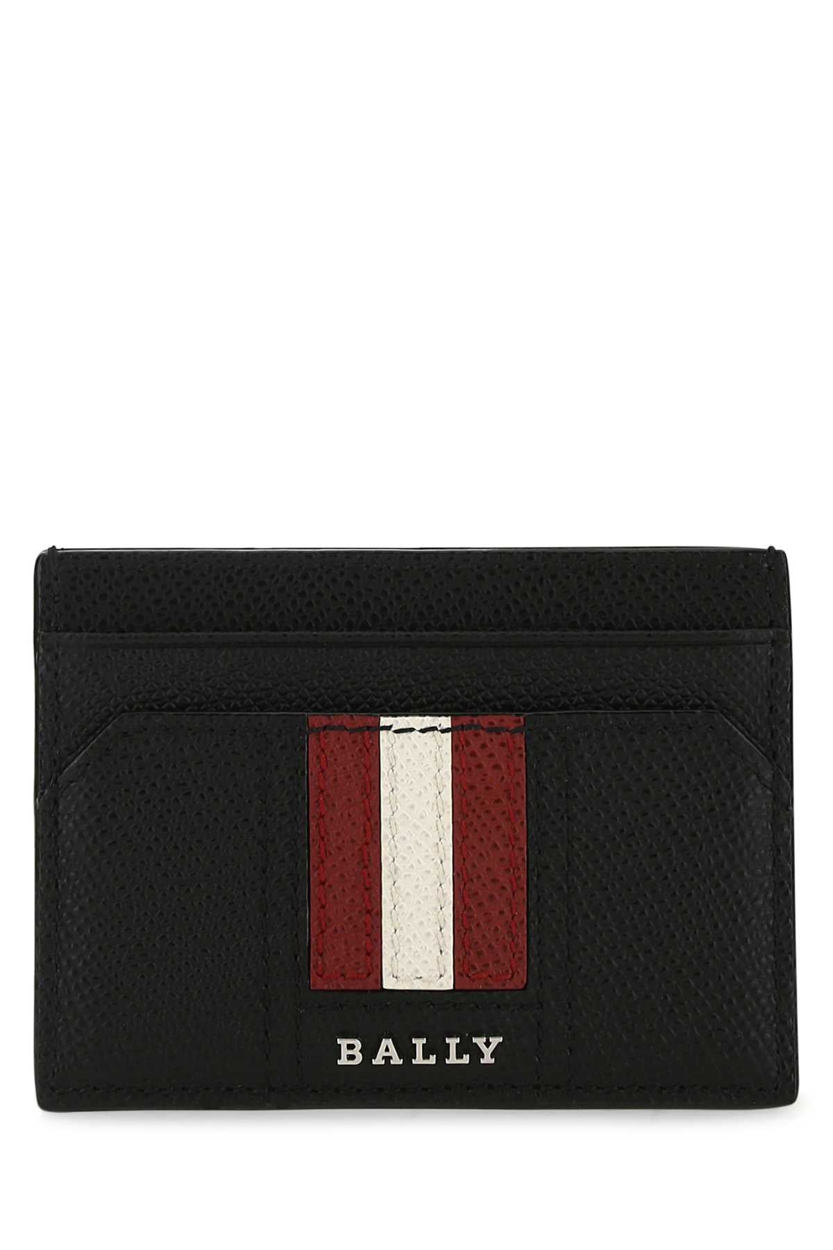 Bally Striped Leather Card Case — Black