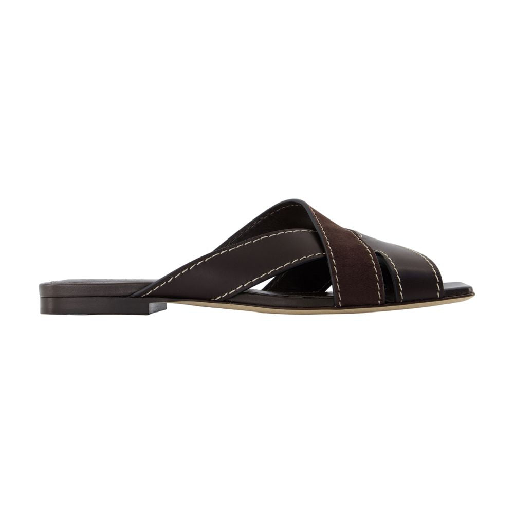Tod's Leather Crossover Slide — Brown