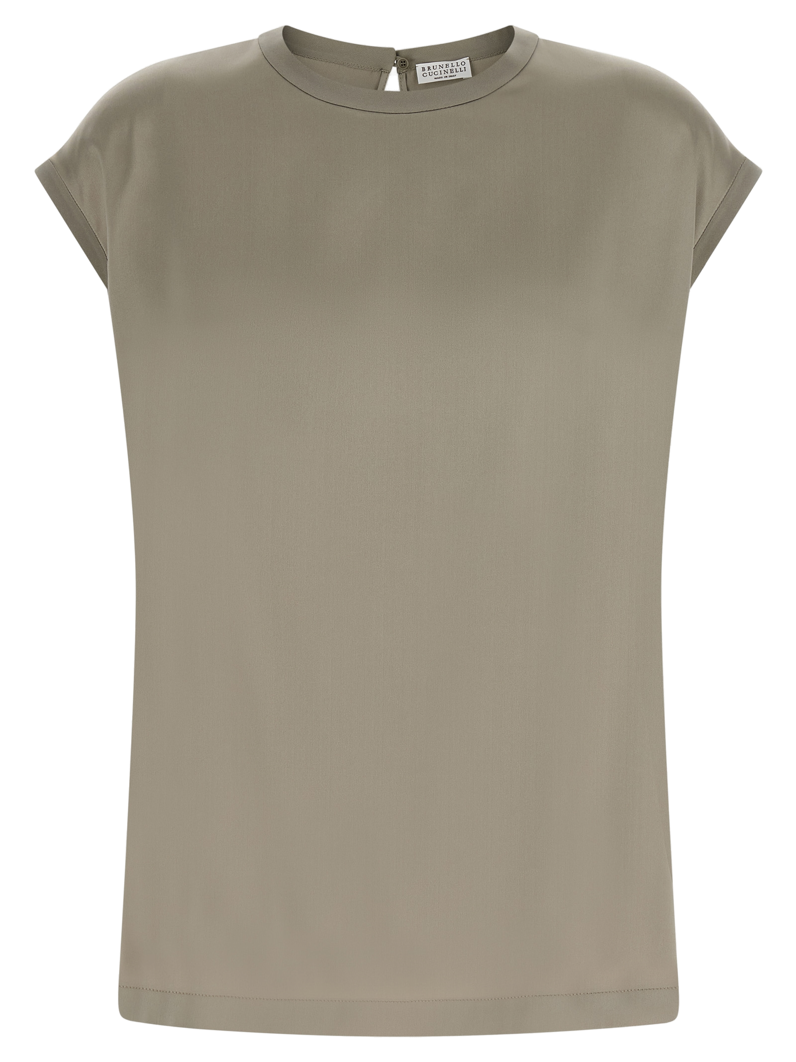 Brunello Cucinelli Silk Satin Blouse — Green