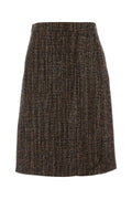 Fendi Wool and Alpaca Tweed Skirt — Brown