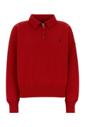 Polo Ralph Lauren Half-Zip Cotton Blend Sweatshirt — Red