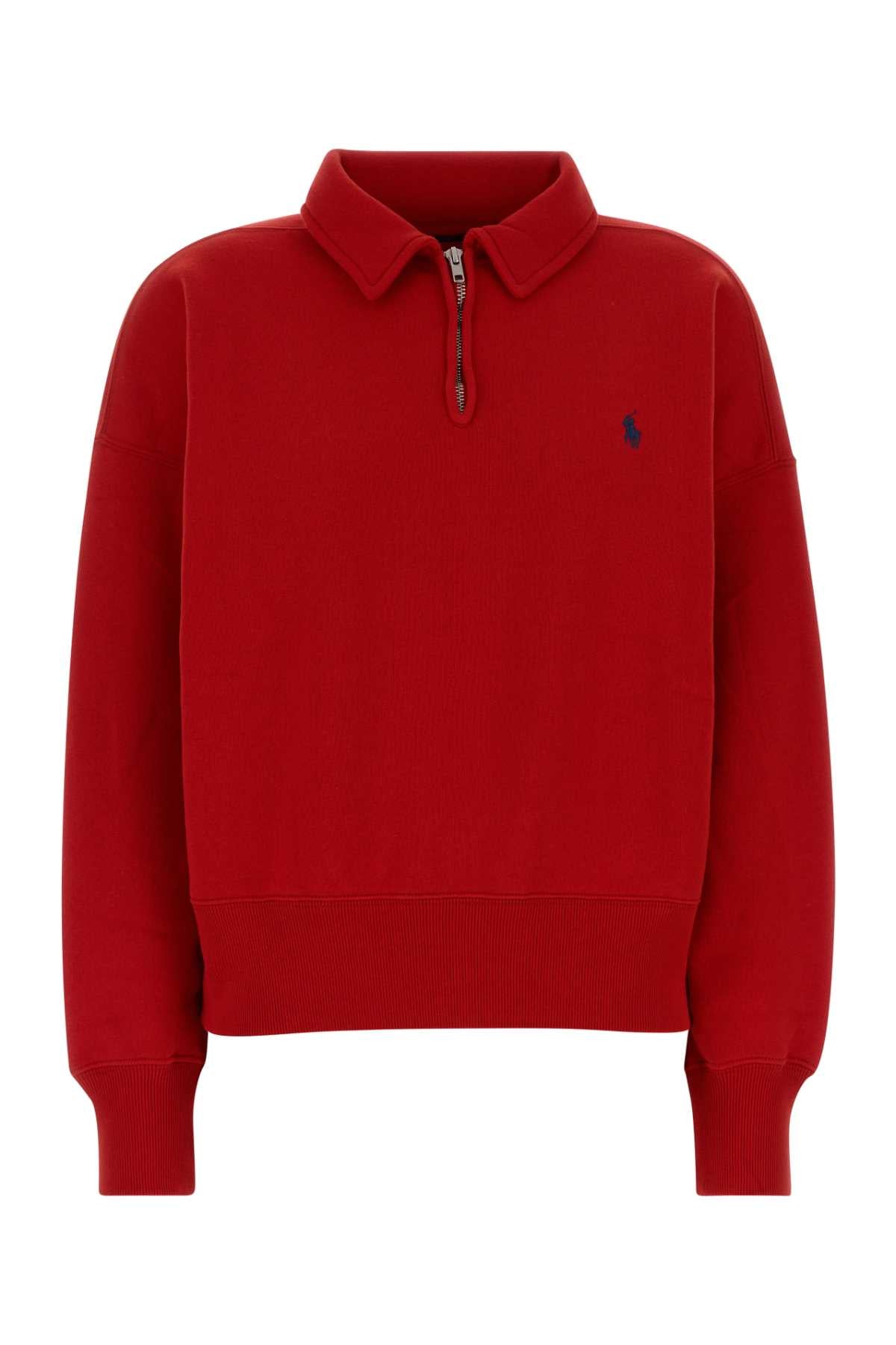 Polo Ralph Lauren Half-Zip Cotton Blend Sweatshirt — Red