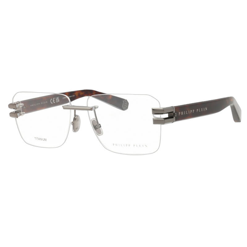 Philipp Plein VPP086M0568 Rectangle Rimless Eyeglasses — Gray