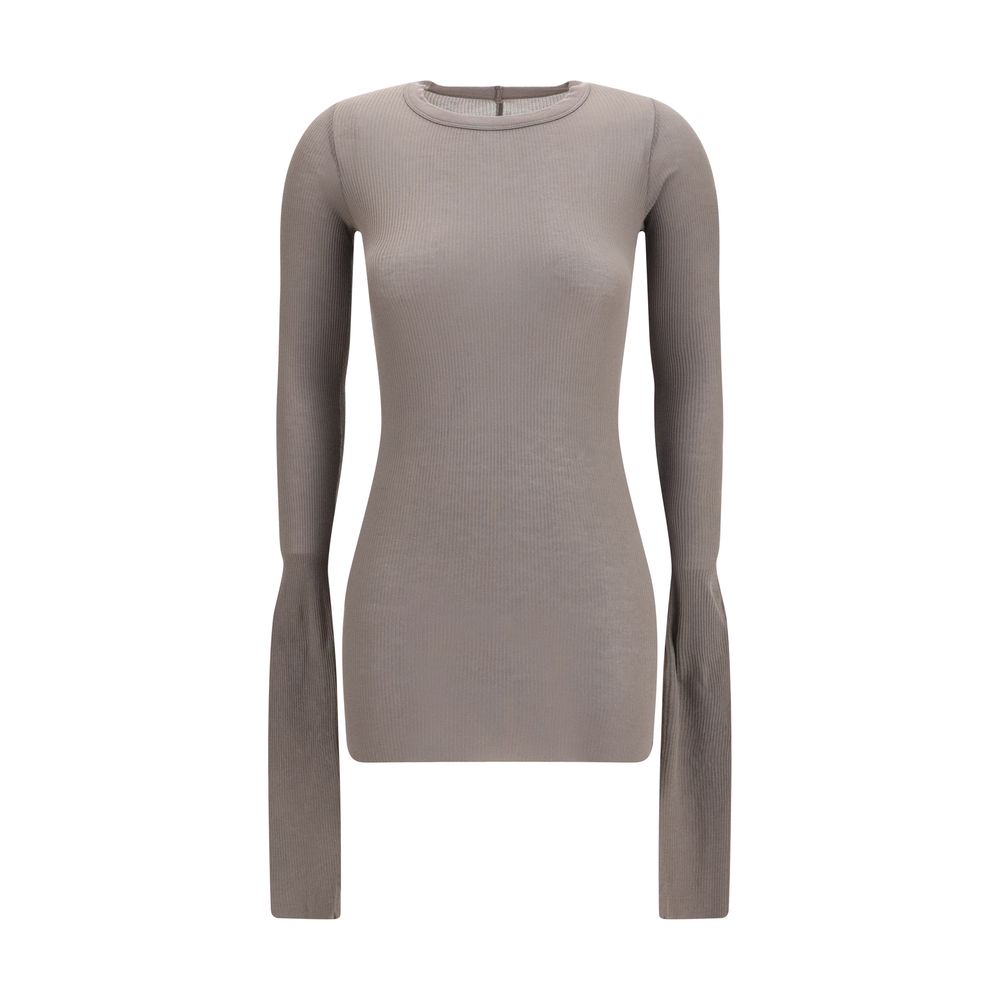 Rick Owens Ribbed Viscose T-shirt — Gray