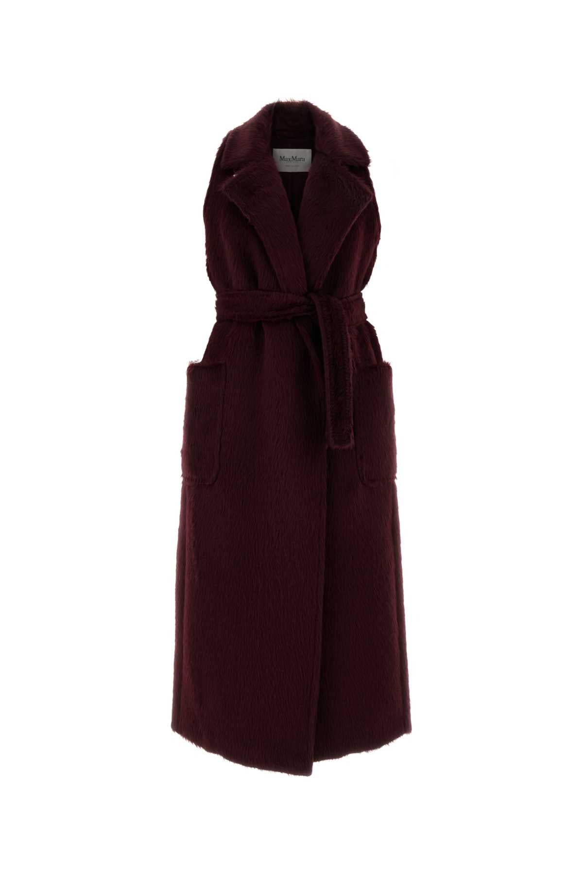 Max Mara Alpaca & Wool Blend Coat — Burgundy