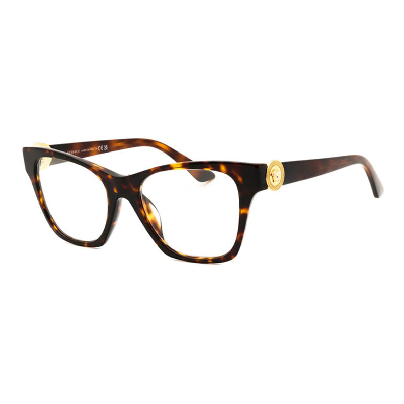Versace VE3341U108 Tortoiseshell Geometric Full Rim Eyeglasses — Brown
