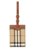 Burberry Checked Leather Card Case — Beige