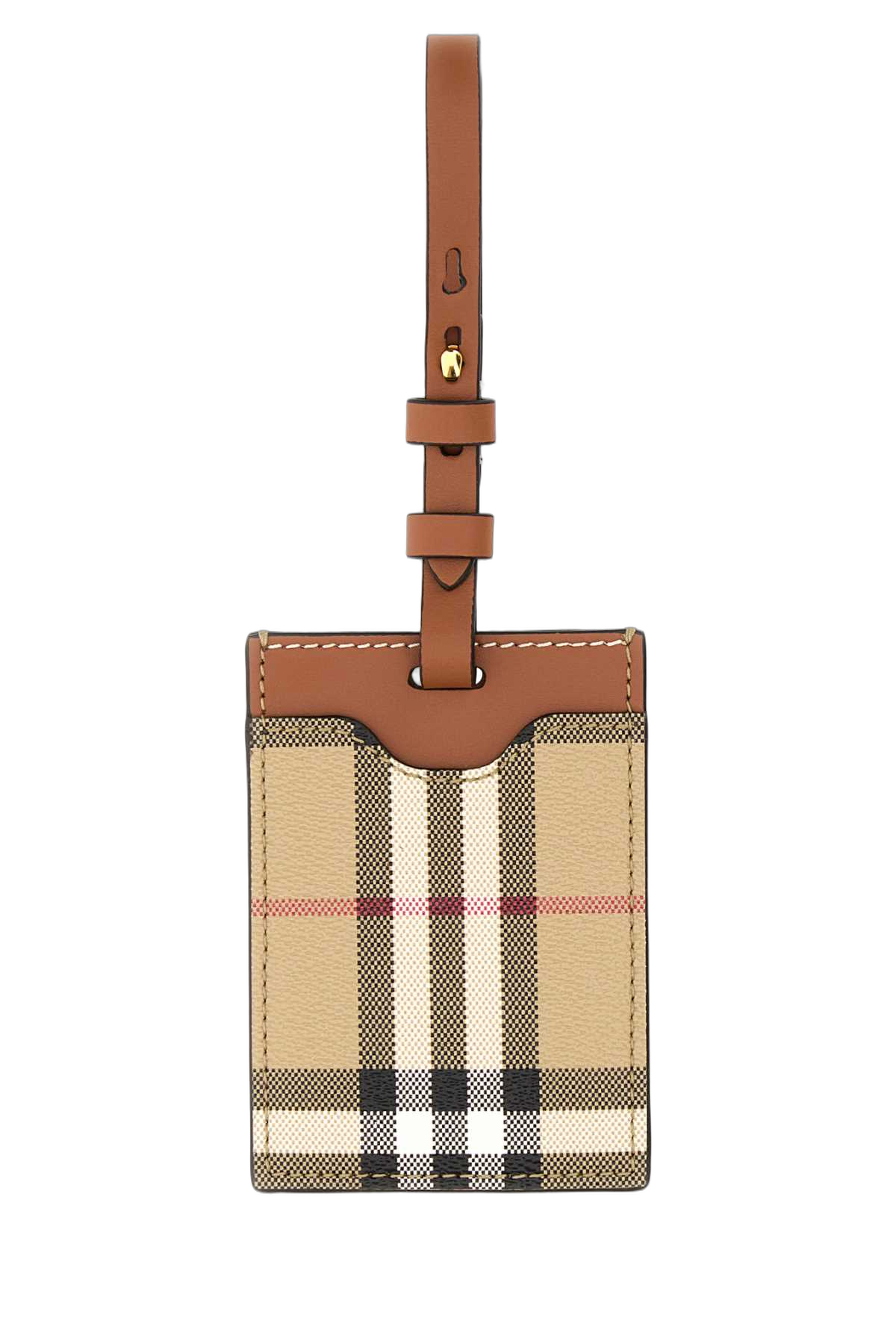 Burberry Checked Leather Card Case — Beige