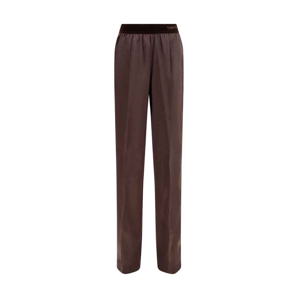 Tom Ford Silk Satin Trousers — Brown