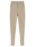 Brunello Cucinelli Cotton-Linen Blend Tapered Trousers — Brown