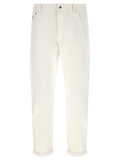 Brunello Cucinelli Garment-Dyed Cotton Jeans — White