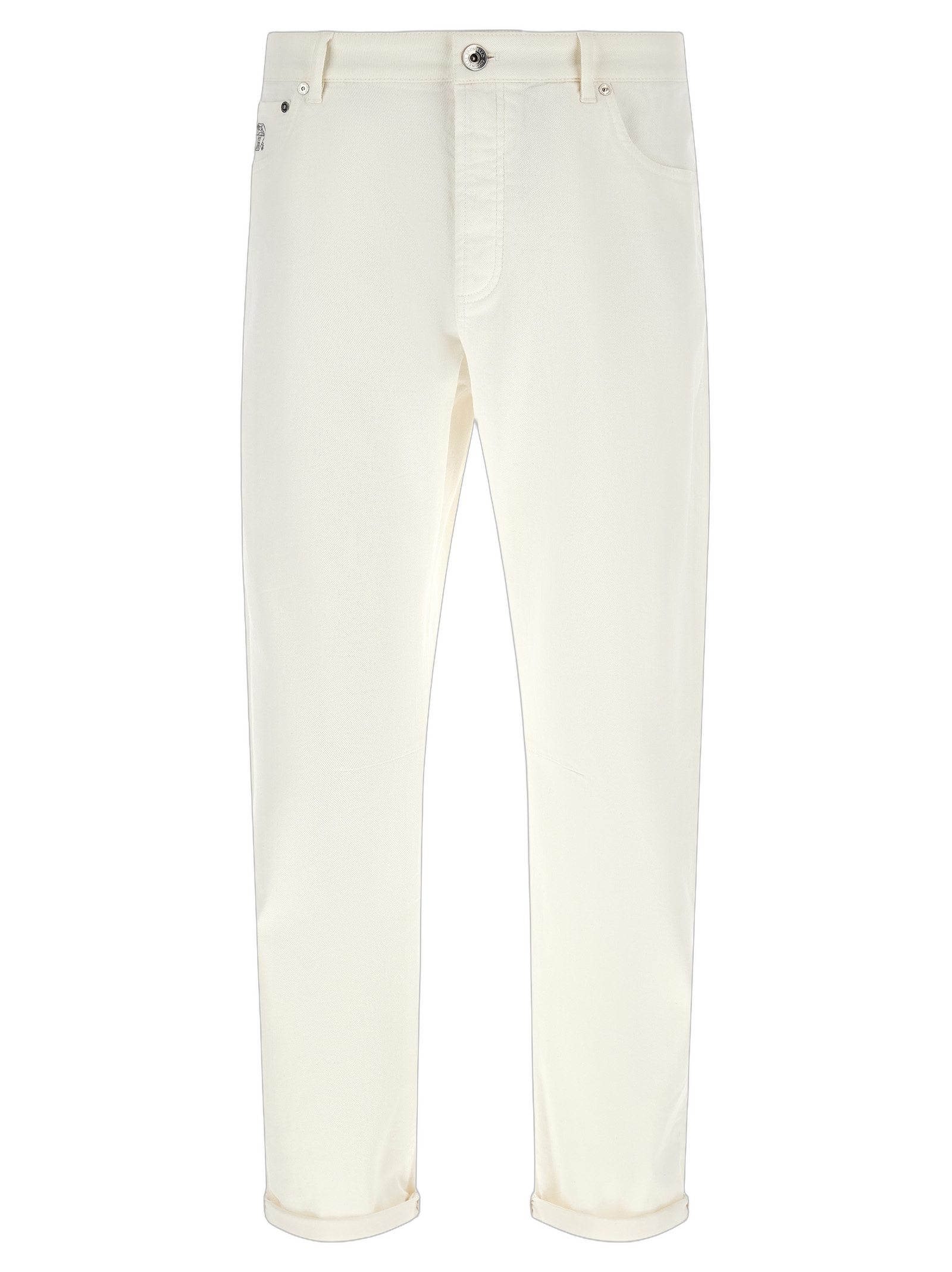 Brunello Cucinelli Garment-Dyed Cotton Jeans — White