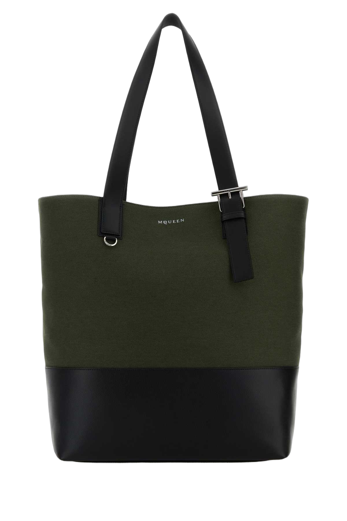 Alexander McQueen Colorblock Fabric and Leather Tote Bag — Green