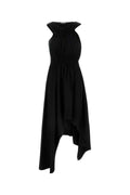 Alexander McQueen Gathered Cotton Dress — Black