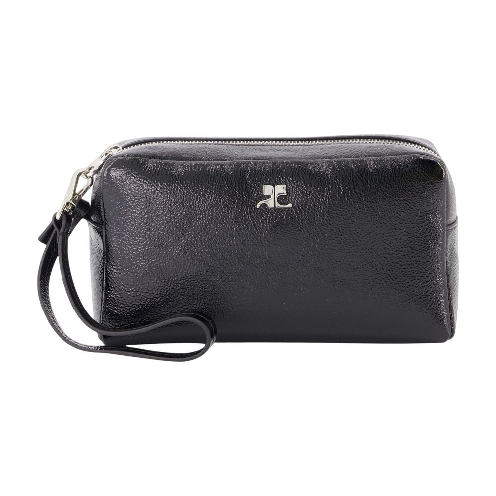 Courreges Leather Wristlet Wallet — Black