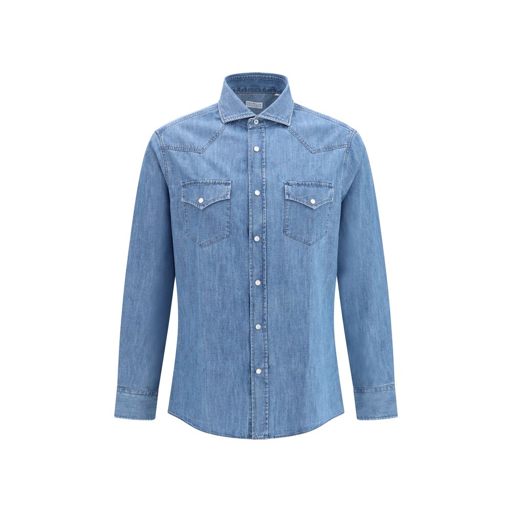 Brunello Cucinelli Lightweight Denim Shirt — Blue
