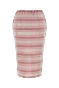 Prada Striped Cotton Piquet Skirt — Pink
