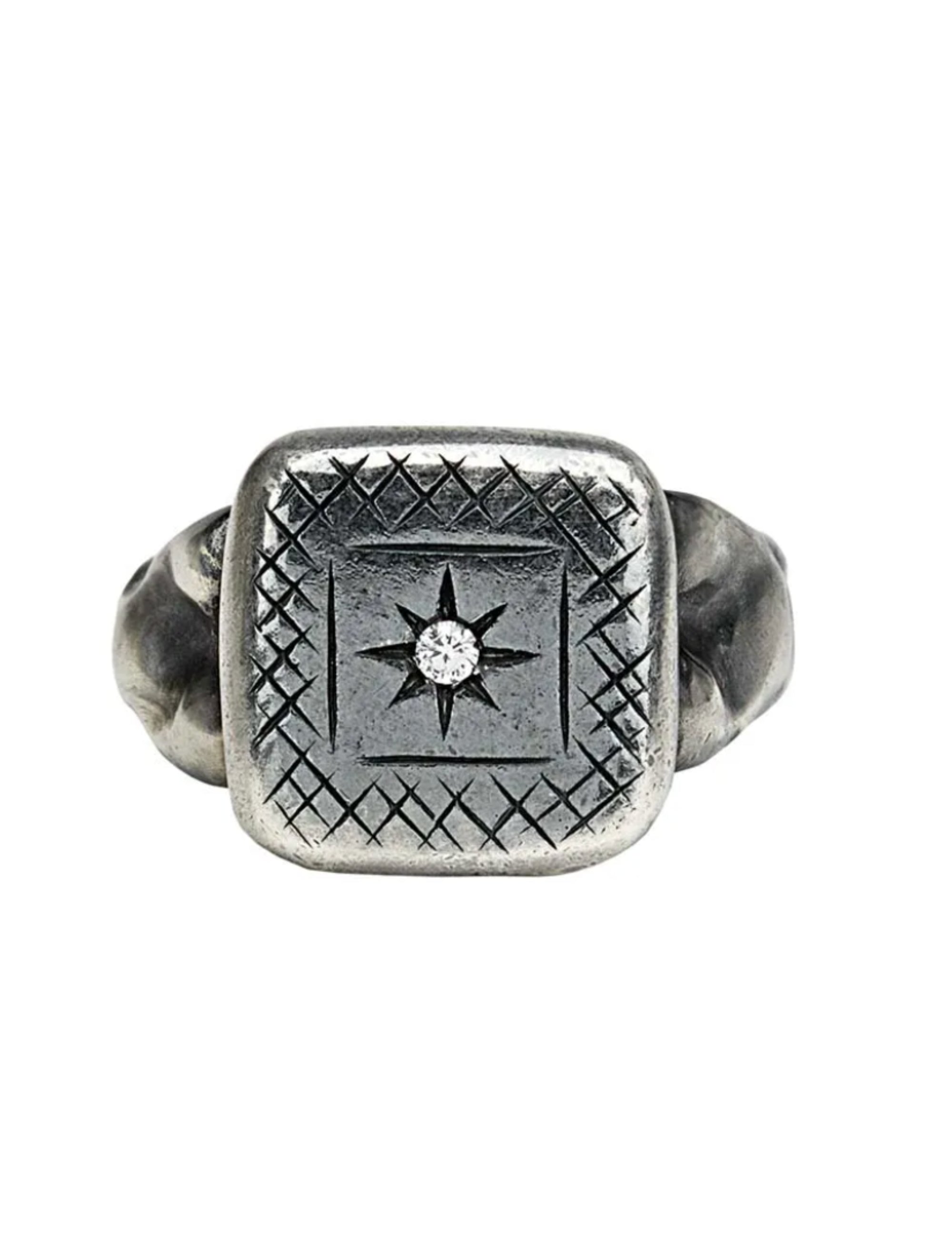 Bottega Veneta Cubic Zirconia Square Ring — Silver