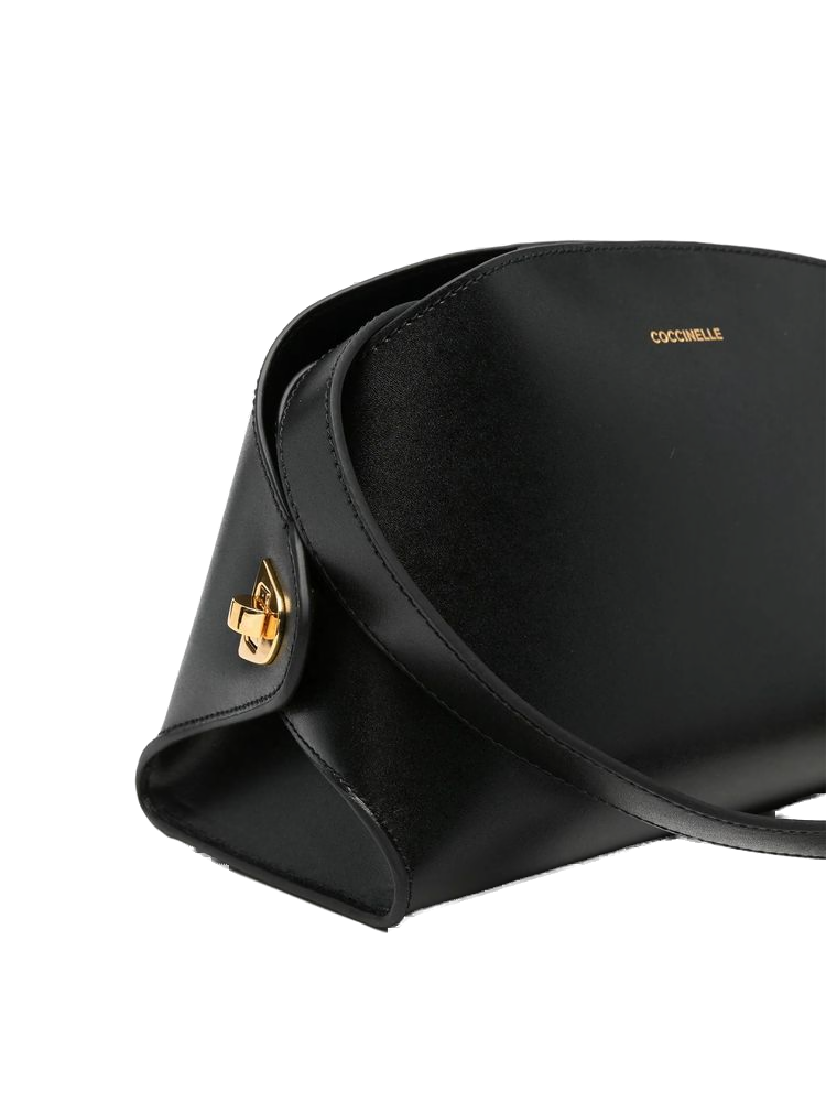 Coccinelle Calf Split Leather Shoulder Bag — Black
