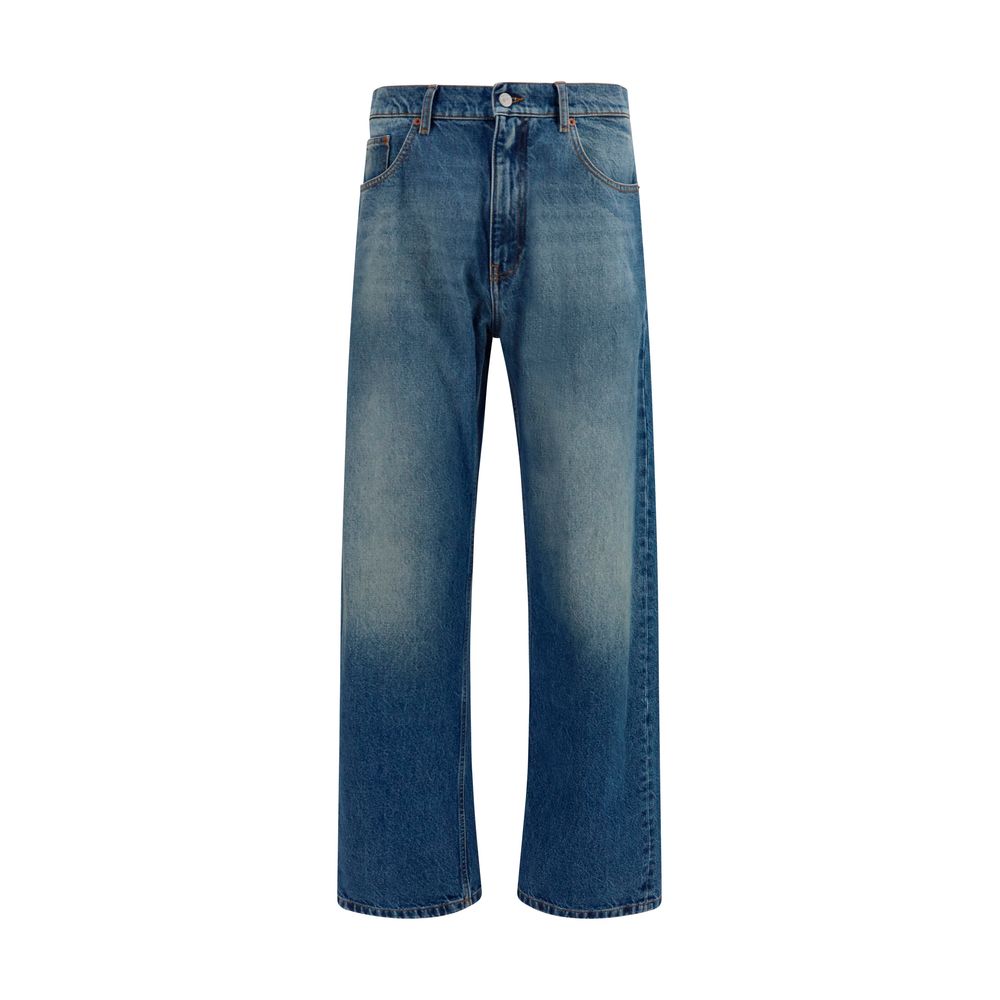MM6 Maison Margiela Cotton Straight-Leg Jeans — Blue