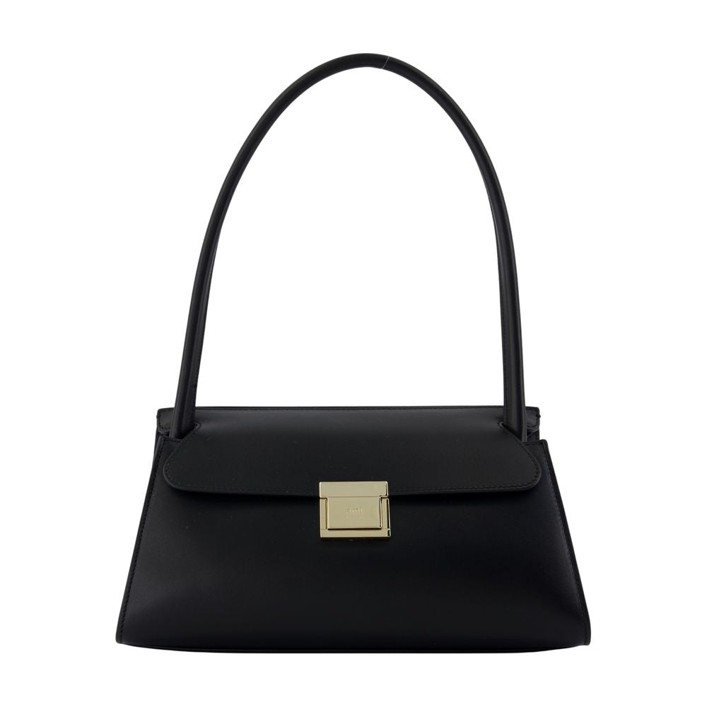 AMI Paris Leather Calfskin Crossbody Bag — Black