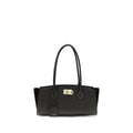 Ferragamo Hammered Calfskin Shoulder Bag — Black