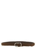 Brunello Cucinelli Woven Calfskin Belt — Brown