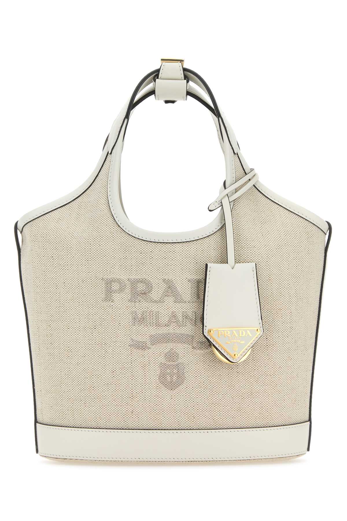 Prada Canvas and Leather Tote Bag — Beige
