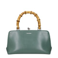 Jil Sander Bamboo-Handle Leather Top Handle Bag — Green