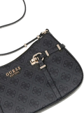 Guess Logo-Monogram Shoulder Bag — Black