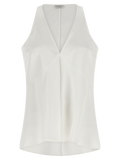 Brunello Cucinelli Cotton-Silk Blend Tank Top — White