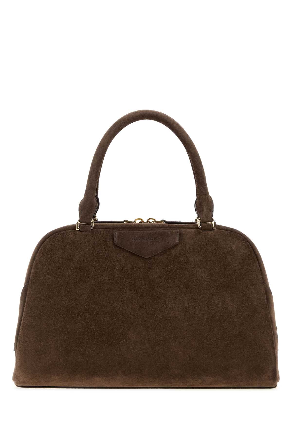 Givenchy Suede Top Handle Bag — Brown