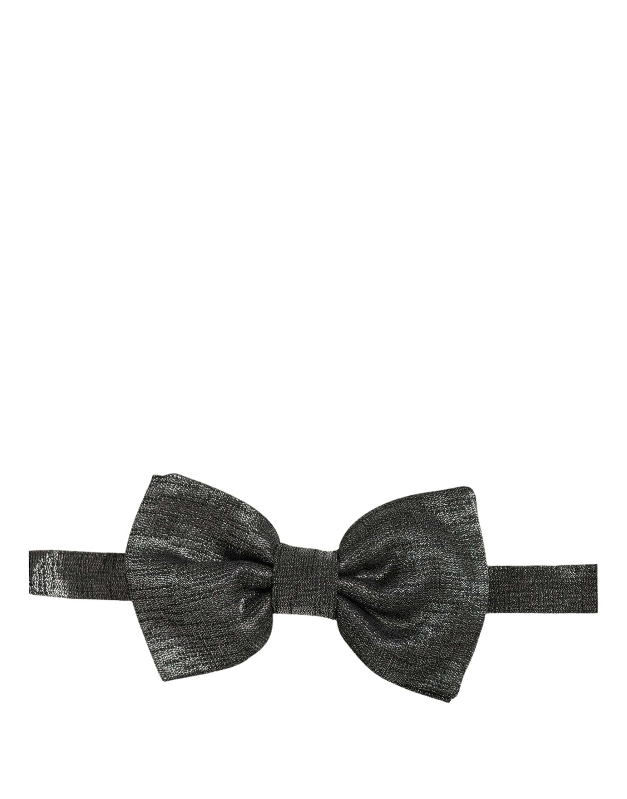 Dolce & Gabbana Metallic Silk Bow Tie — Black