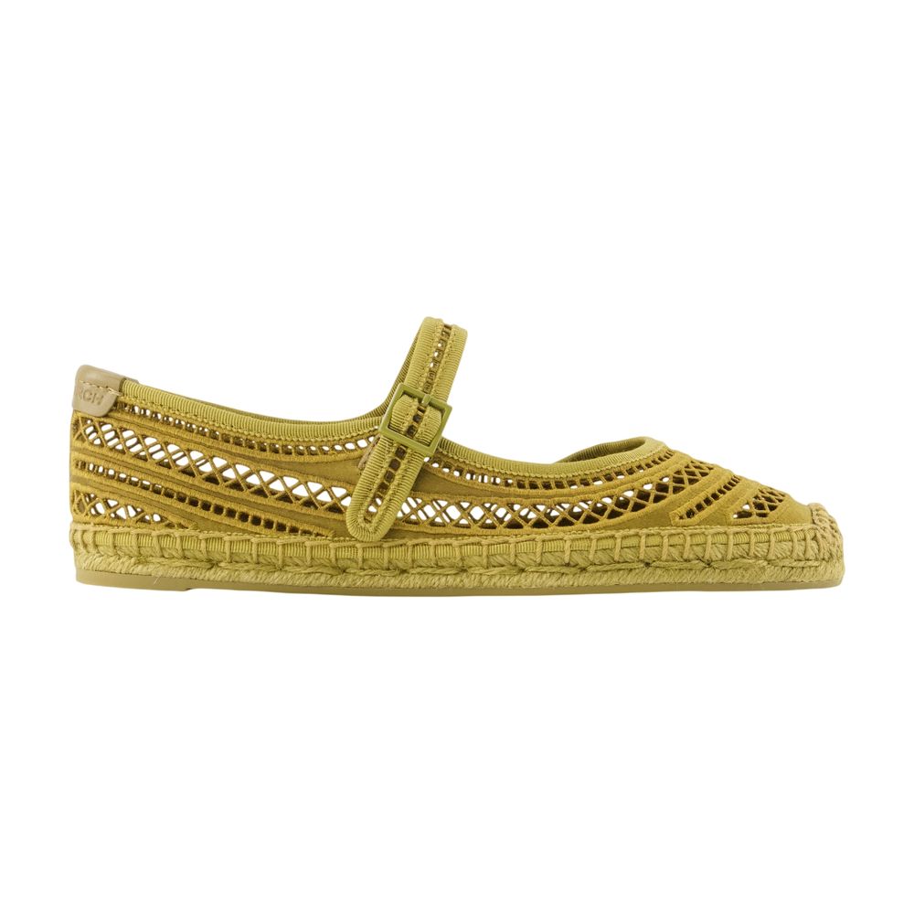 Tory Burch Open Weave Viscose Espadrille Flat — Green