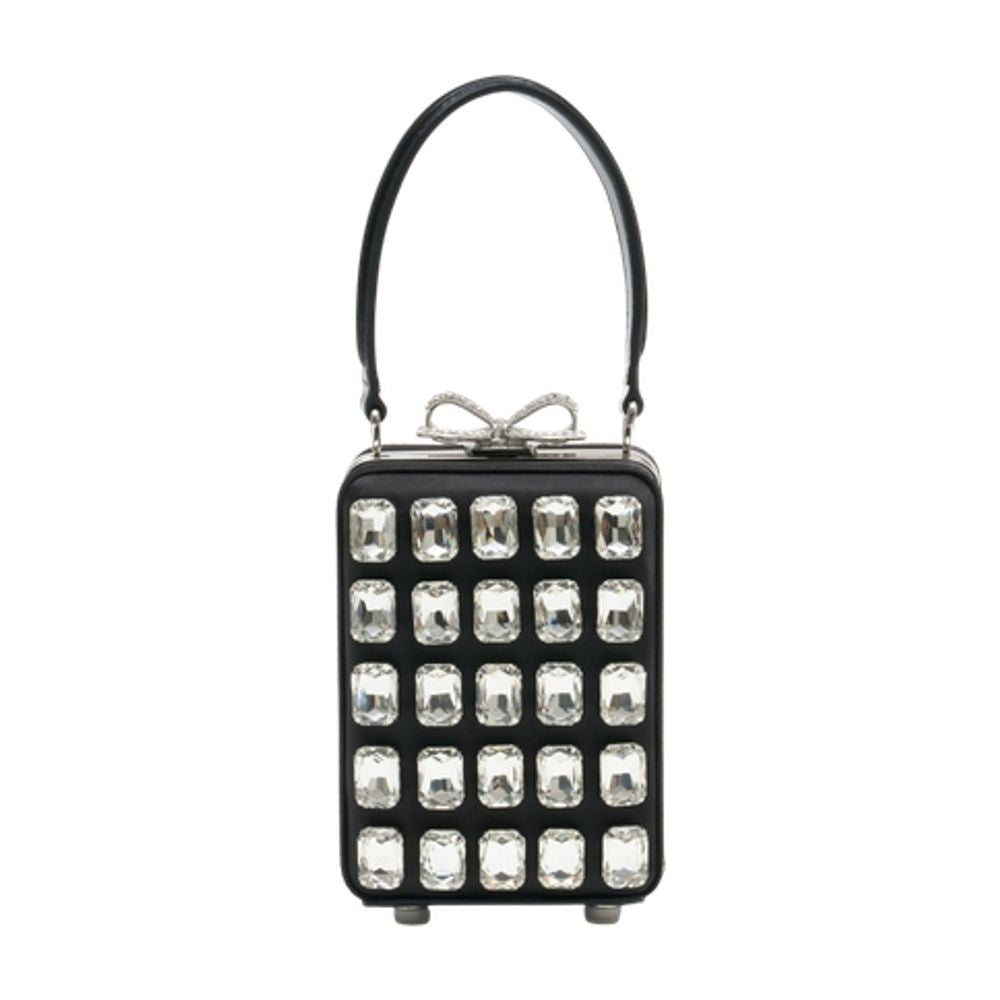 Self-Portrait Crystal-Embellished Clutch — Black