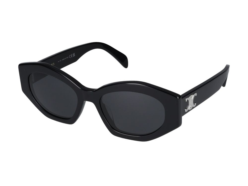 Celine CL40238U Logo-Embellished Oval Sunglasses — Black