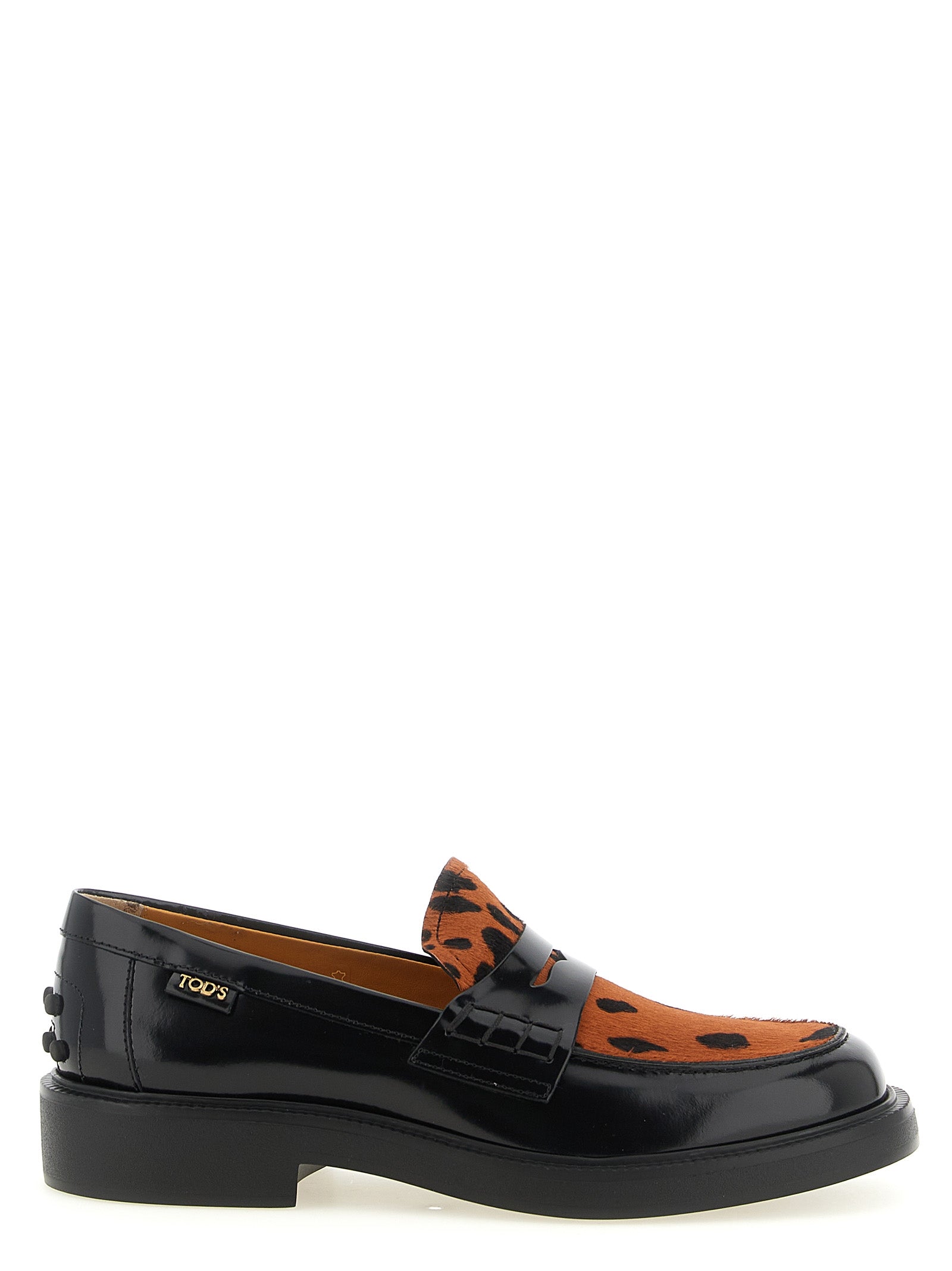 Tod's Leopard Print Pony Hair Loafer — Black