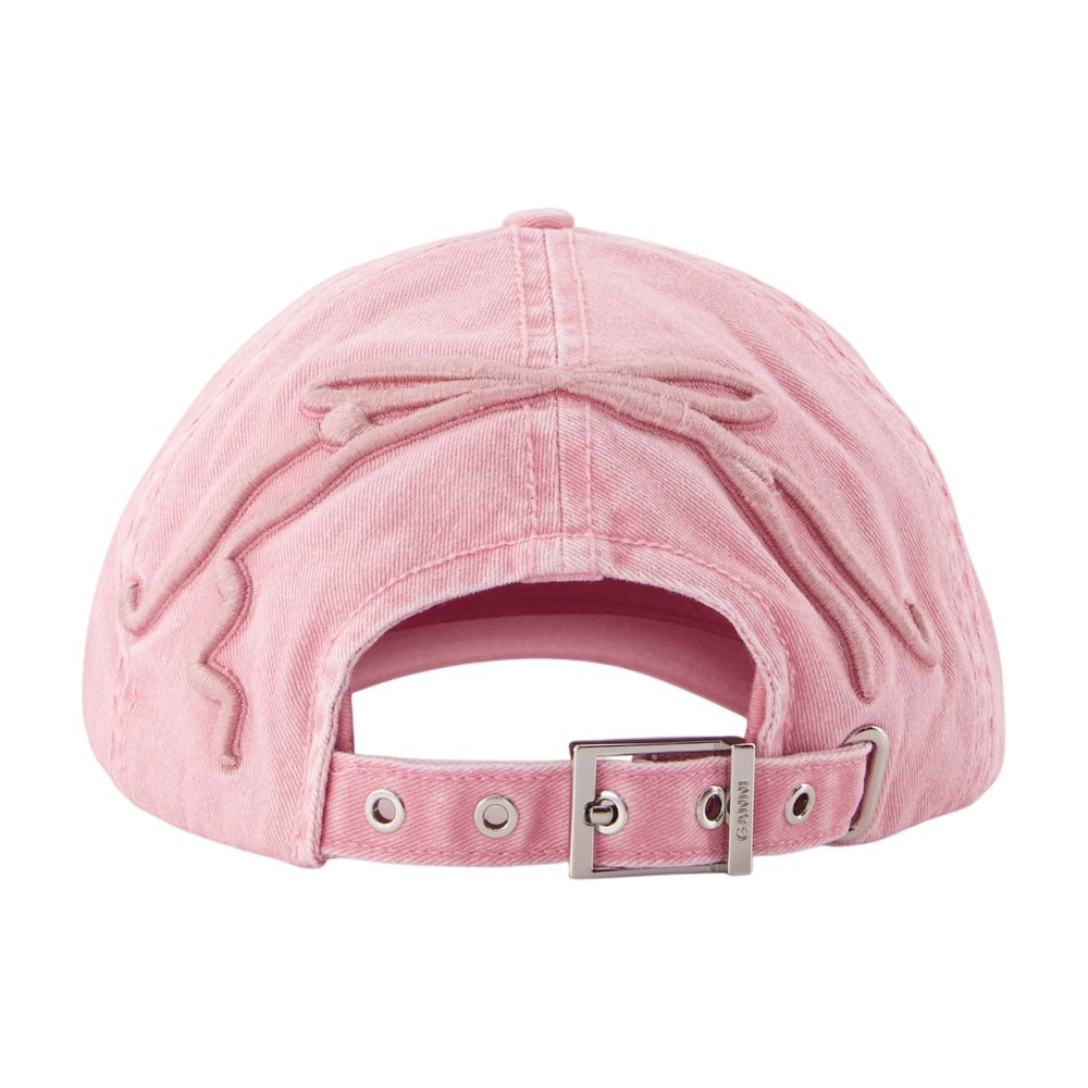 Ganni B3020232-478 Washed Cotton Baseball Cap — Pink