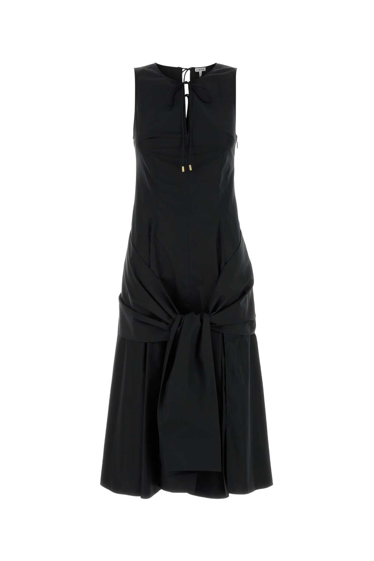 Loewe Cotton Tie-Waist Dress — Black