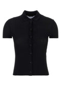 Balenciaga Ribbed Viscose-Cotton Polo Shirt — Black